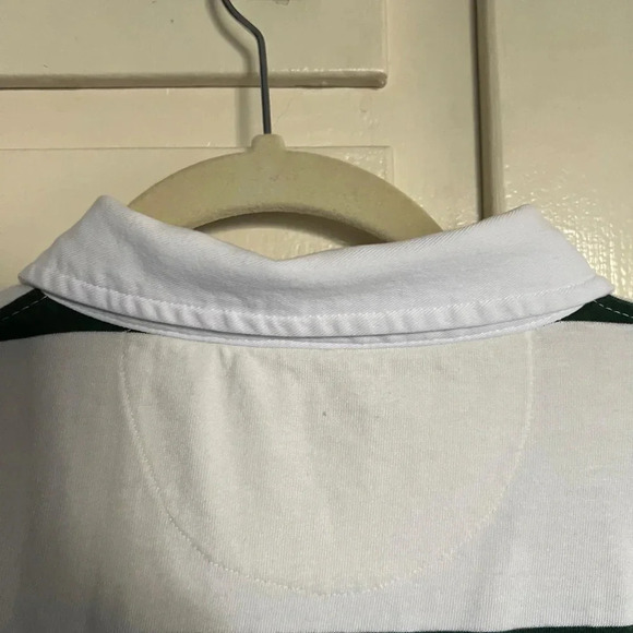 Green White Stripes Long Sleeve Rugby Shirt Size Large Blokecore - Picture 8 of 10